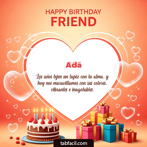 GIF Animado de Feliz Cumpleaños para Ada - Happy Birthday Friend