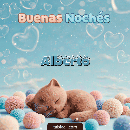 GIF Animado de Buenas Noches para Alberto - Good Night gatuno