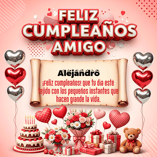 GIF Animado de Feliz Cumpleaños para Alejandro - Feliz Cumpleaños Amigo