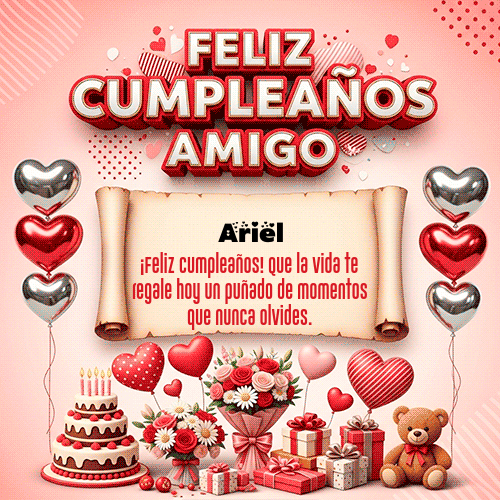 GIF Animado de Feliz Cumpleaños para Ariel - Feliz Cumpleaños Amigo