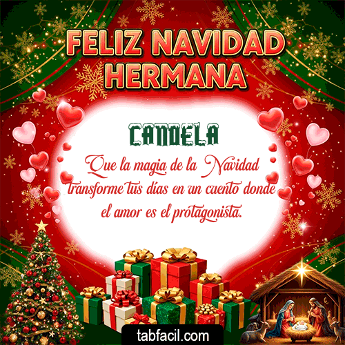 GIF Animado de Feliz Navidad para Candela - Feliz Navidad Hermana