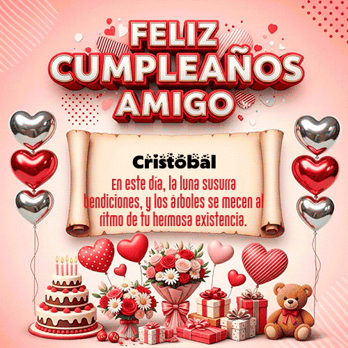 GIF Animado de Feliz Cumpleaños para Cristóbal - Feliz Cumpleaños Amigo