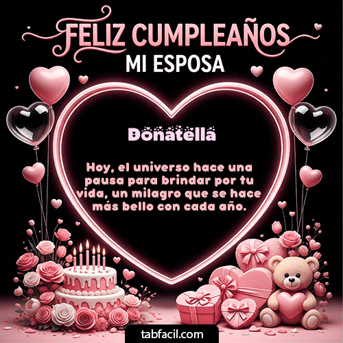 GIF Animado de Feliz Cumpleaños para Donatella - Feliz Cumpleaños Mi Esposa