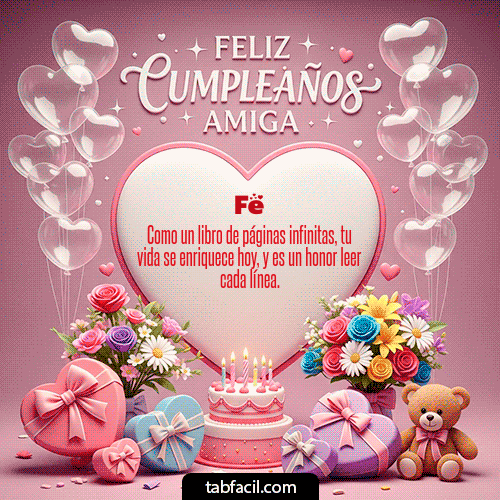 GIF Animado de Feliz Cumpleaños para Fe - Feliz Cumpleaños Amiga