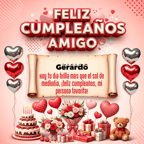 GIF Animado de Feliz Cumpleaños para Gerardo - Feliz Cumpleaños Amigo