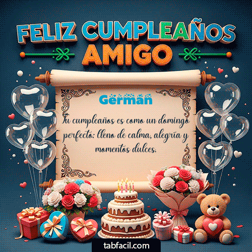 GIF Animado de Feliz Cumpleaños para Germán - Feliz Cumpleaños Amigo