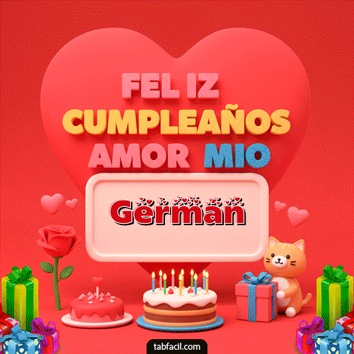 GIF Animado de Feliz Cumpleaños para Germán - 💖 Feliz Cumpleaños Amor Mio
