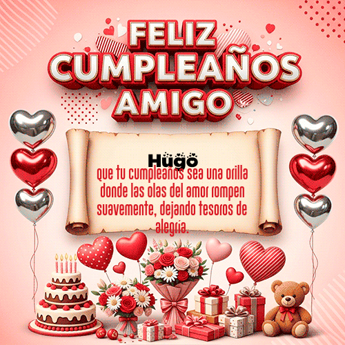 GIF Animado de Feliz Cumpleaños para Hugo - Feliz Cumpleaños Amigo