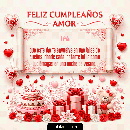 GIF Animado de Feliz Cumpleaños para Ira - Feliz Cumpleaños Amor