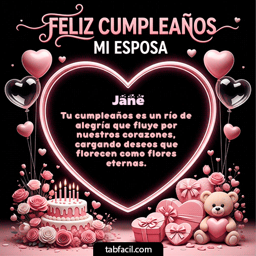 GIF Animado de Feliz Cumpleaños para Jane - Feliz Cumpleaños Mi Esposa