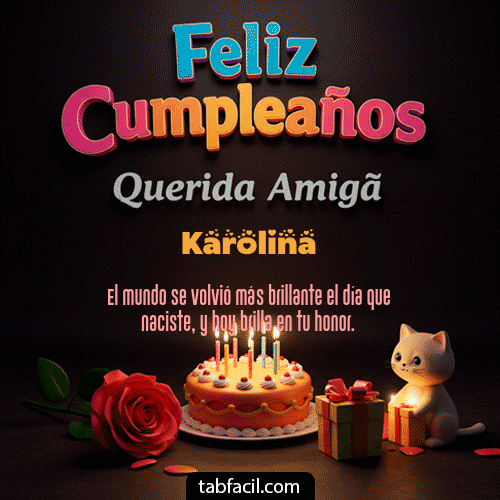 GIF Animado de Feliz Cumpleaños para Karolina - 🥳 Feliz Cumpleaños Querida Amiga