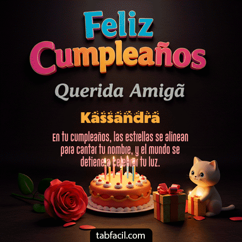 GIF Animado de Feliz Cumpleaños para Kassandra - 🥳 Feliz Cumpleaños Querida Amiga