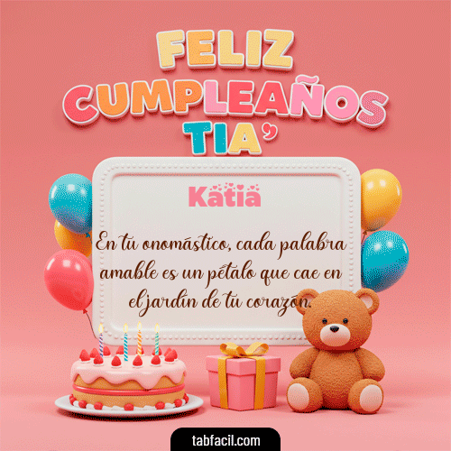 GIF Animado de Feliz Cumpleaños para Katia - 🥳 Feliz Cumpleaños Tía