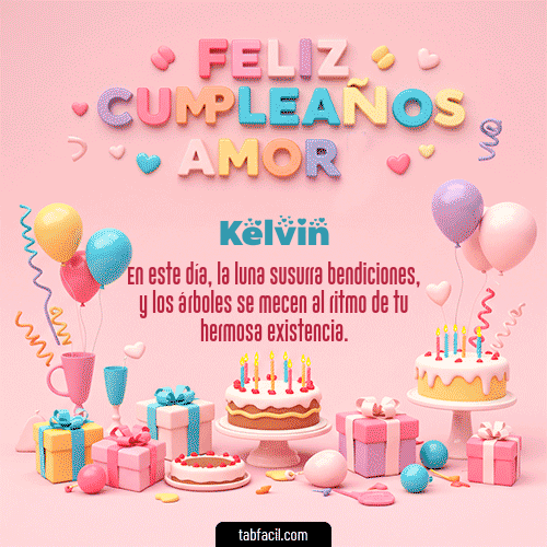 GIF Animado de Feliz Cumpleaños para Kelvin - 💞 Feliz Cumpleaños Amor