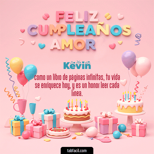 GIF Animado de Feliz Cumpleaños para Kevin - 💞 Feliz Cumpleaños Amor
