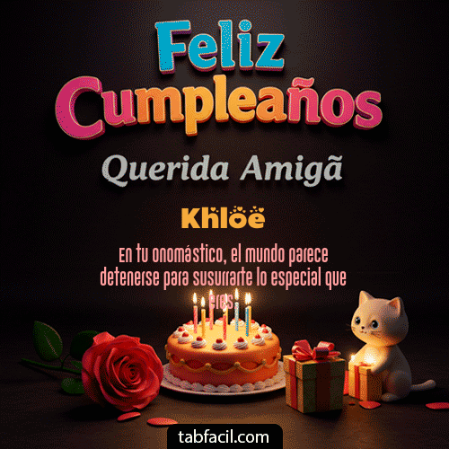 GIF Animado de Feliz Cumpleaños para Khloe - 🥳 Feliz Cumpleaños Querida Amiga
