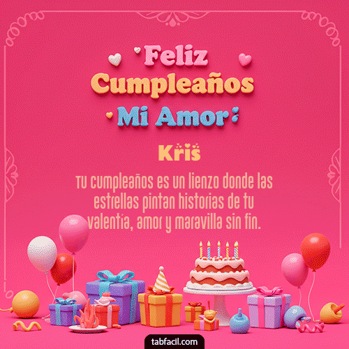GIF Animado de Feliz Cumpleaños para Kris - 💖 Feliz Cumpleaños Amor Mio