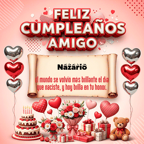 GIF Animado de Feliz Cumpleaños para Nazario - Feliz Cumpleaños Amigo