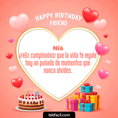 GIF Animado de Feliz Cumpleaños para Nia - Happy Birthday Friend