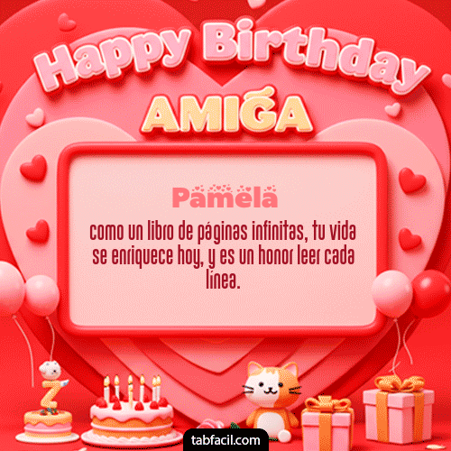 GIF Animado de Feliz Cumpleaños para Pamela - 🍰 Happy BirthDay Amiga
