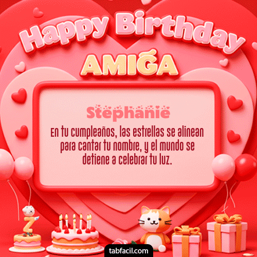 GIF Animado de Feliz Cumpleaños para Stephanie - 🍰 Happy BirthDay Amiga