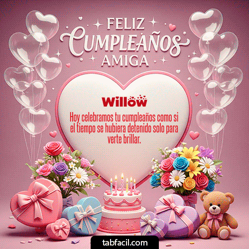 GIF Animado de Feliz Cumpleaños para Willow - Feliz Cumpleaños Amiga