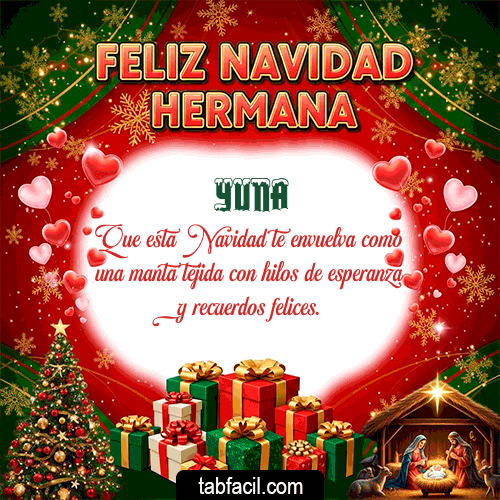 GIF Animado de Feliz Navidad para Yuna - Feliz Navidad Hermana