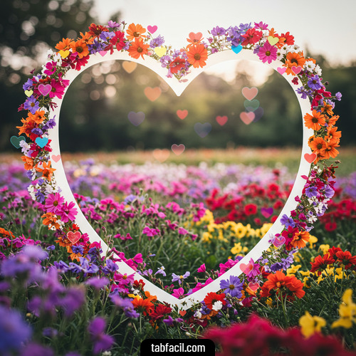 Imagen de corazon blanco flores pasteles Sofia