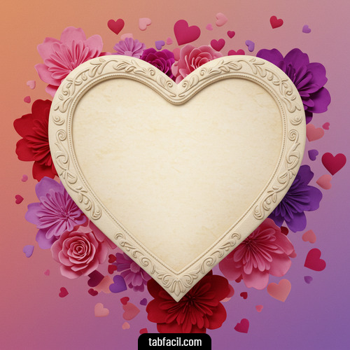 Imagen de Corazon pergamino con flores Sofia