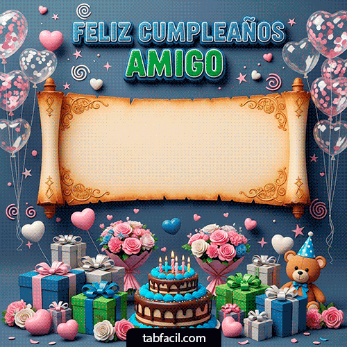 Plantilla GIF Feliz Cumpleaños Amigo - Feliz Cumpleaños