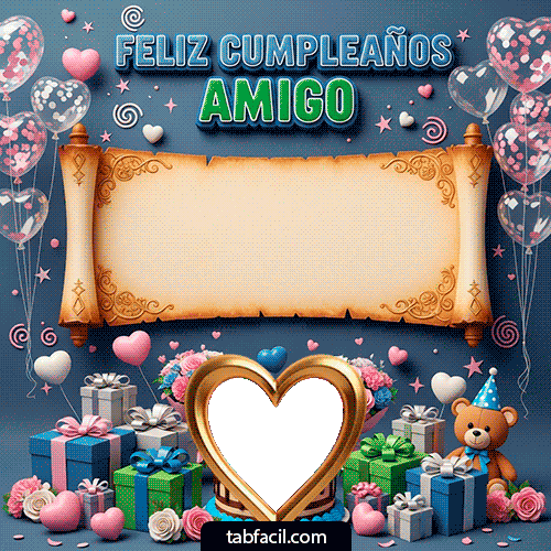 Marco GIF animado para fotos de Feliz Cumpleaños Amigo - Feliz Cumpleaños