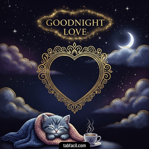 Imagen  Good Night Love gatito durmiendo con cafecito Angel Imagen de Good Night Love gatito durmiendo con cafecito Angel