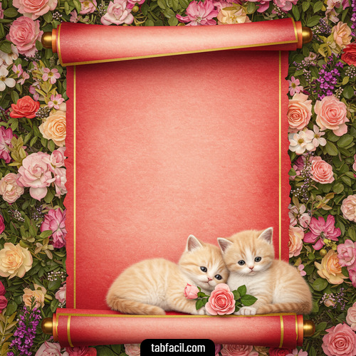 Imagen de Pergamino rojo con gatitos Sofia