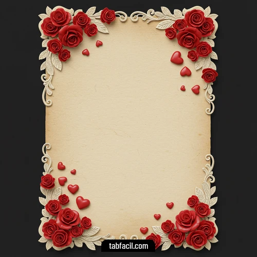 Imagen de Rosas y Corazones Pergamino Sofia